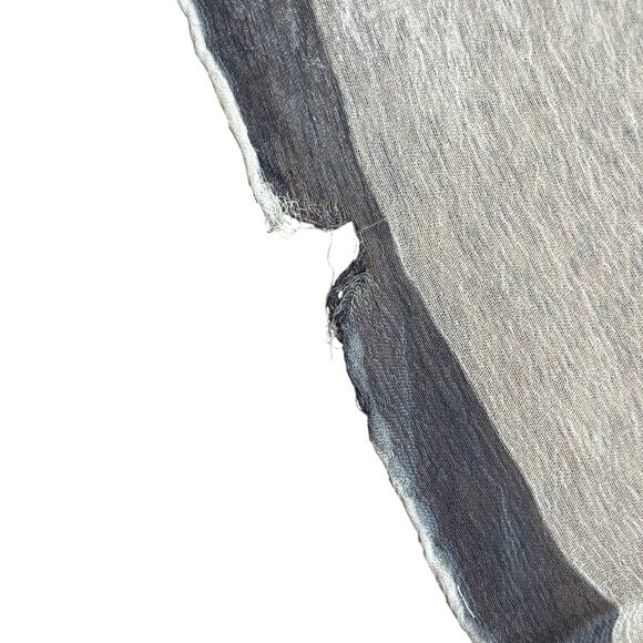 Vintage VERA gray & beige chiffon silk scarf flowers floral art-to-wear FLAW - Picture 5 of 9